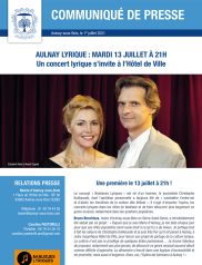 Aulnay lyrique : Mardi 13 juillet à 21h -  Un concert lyrique s’invite à  l’Hôtel de Ville