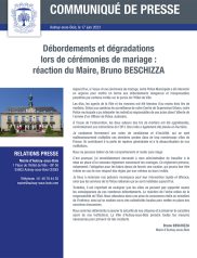 Débordements et dégradations lors de cérémonies de mariage : réaction du Maire, Bruno BESCHIZZA