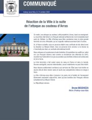 Réaction de la Ville à la suite de l'attaque au couteau d'Arras