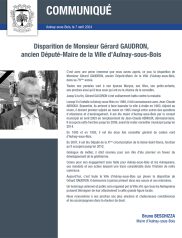Disparition de Monsieur Gérard GAUDRON, ancien Député-Maire de la Ville d’Aulnay-sous-Bois
