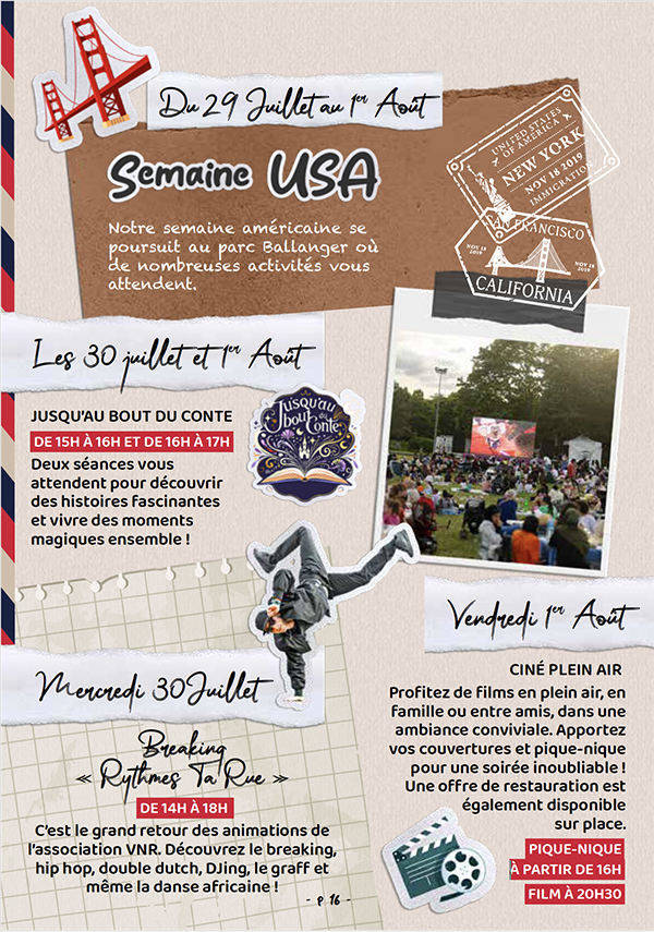 Semaine USA - 29 juillet au 1er août 2025
