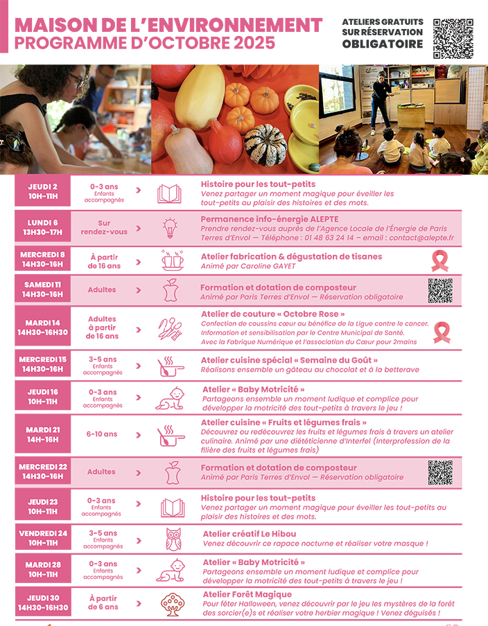 Programme de la MDE pour le mois d'octobre 2025