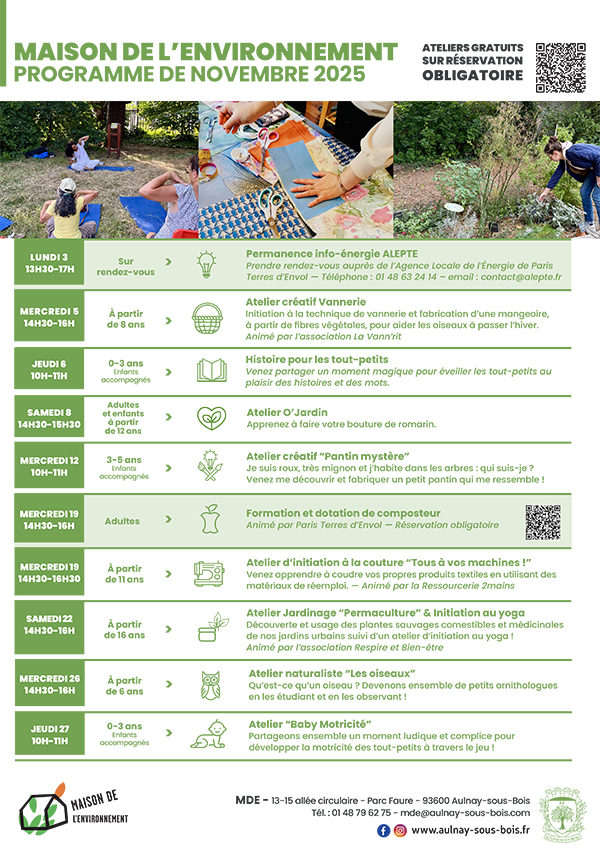 Programme MDE du mois de novembre 2025