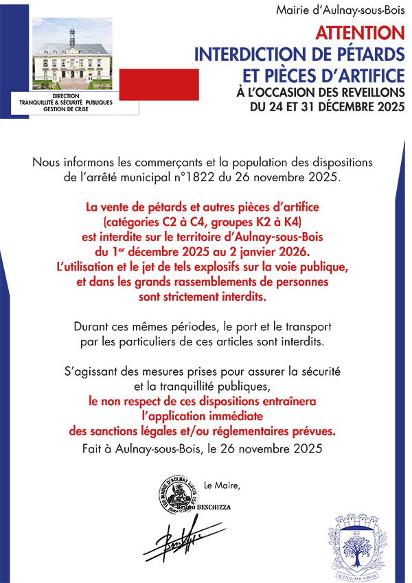 Arrêté pétards decembre 2025